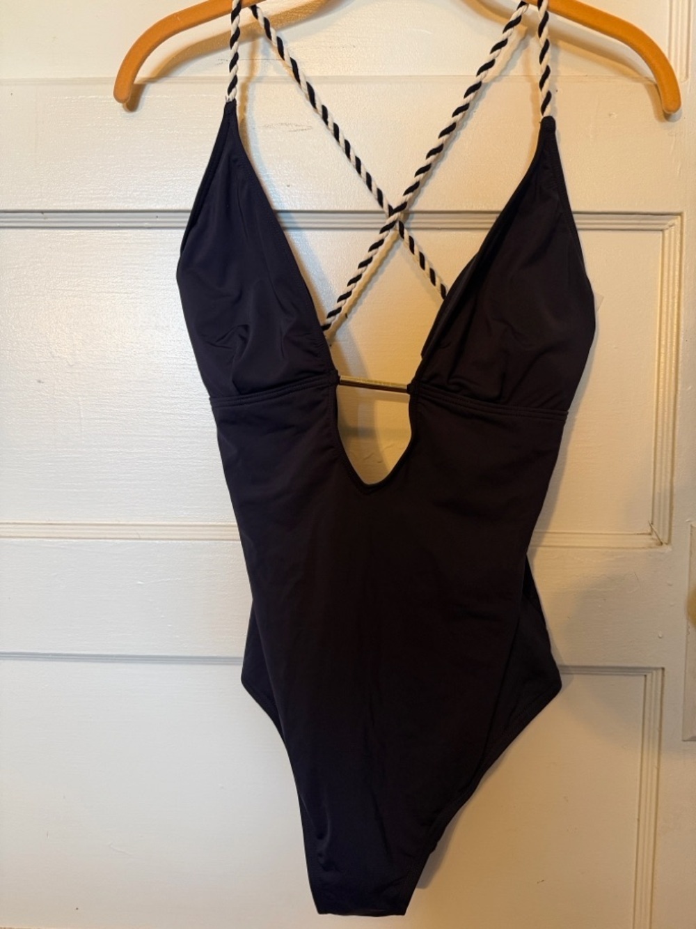 Ted Baker Navy one -Piece Swimsuit (Size 5) with Gold Bar Design
